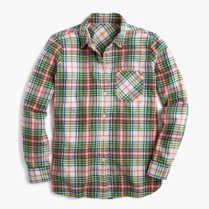 J.Crew Classic Boy Fit Shirt in Coral Tartan Flannel 4